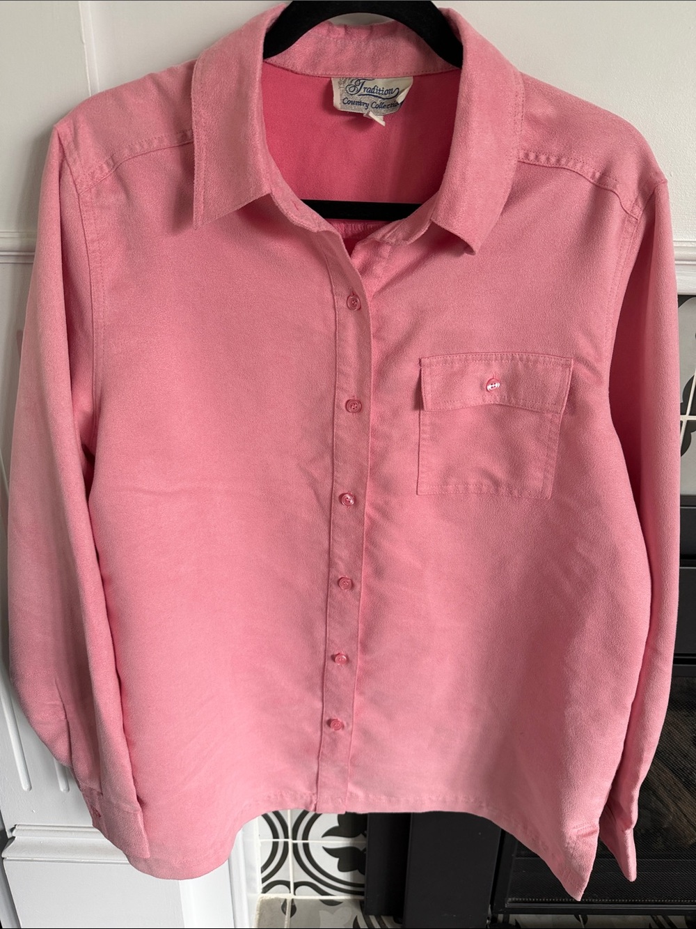 Pink Button-Up Shirt brushed suede feel